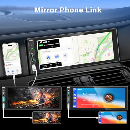 REAKOSOUND 6.9" Single Din Car Stereo with Apple CarPlay & Android Auto, Single Din Touchscreen Radio, Car Stereo with Bluetooth, Backup Camera, GPS Navigation, Mirror Link, FM/AM, EQ, USB, SWC, MIC by REAKOSOUND - Image 3