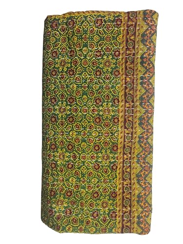 Sophia-Art Indian Handmade Traditional Home Deco Kantha Ajrakh Quilt, Handmade Kantha Print Ajrakh Throw Blanket