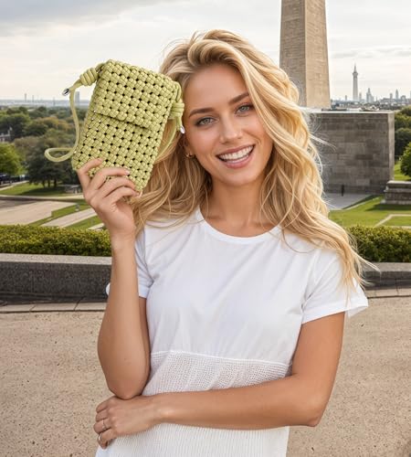 Image of myfriday Mini Quilted Crossbody Purse, Chain Strap Summer Shoulder Bag | Metal ball chain adjuster, snap closure and lightweight phone pouch add cute summer carry for holidays and shopping