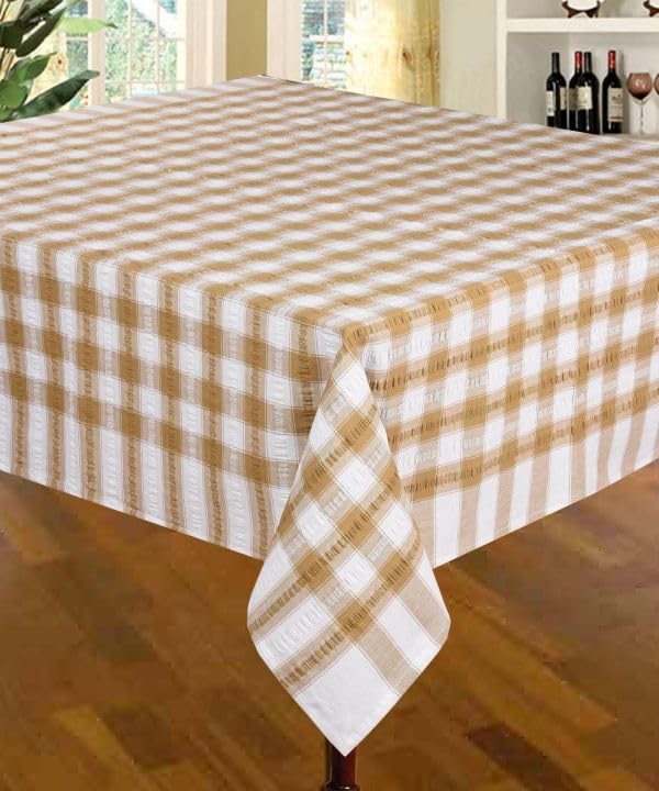 Snugglemore Seersucker 100% Cotton Tablecloth Sizes Napkins Also Available (Coffee, 70" Round)