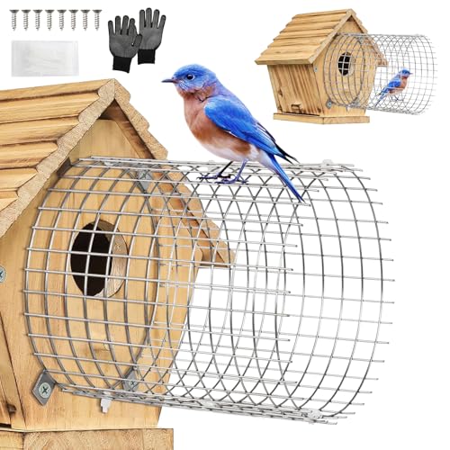 Tryly 2Pcs Bluebird House Protector Guards, Stainless Bird House Entrance,Designed for The Secure of Eastern Bluebird Homes and Their Chicks (Round)