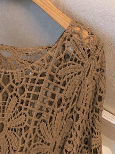 Image of MakeMeChic Women's Plus Size Crochet Tops Boho Beach Cover Ups | Summer, Vacation, Crochet Sweater, Swimsuit Coverups