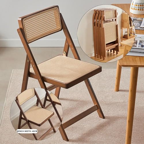 Chaise pliable en rotin compacte et portable en bois massif chaleureux - 6