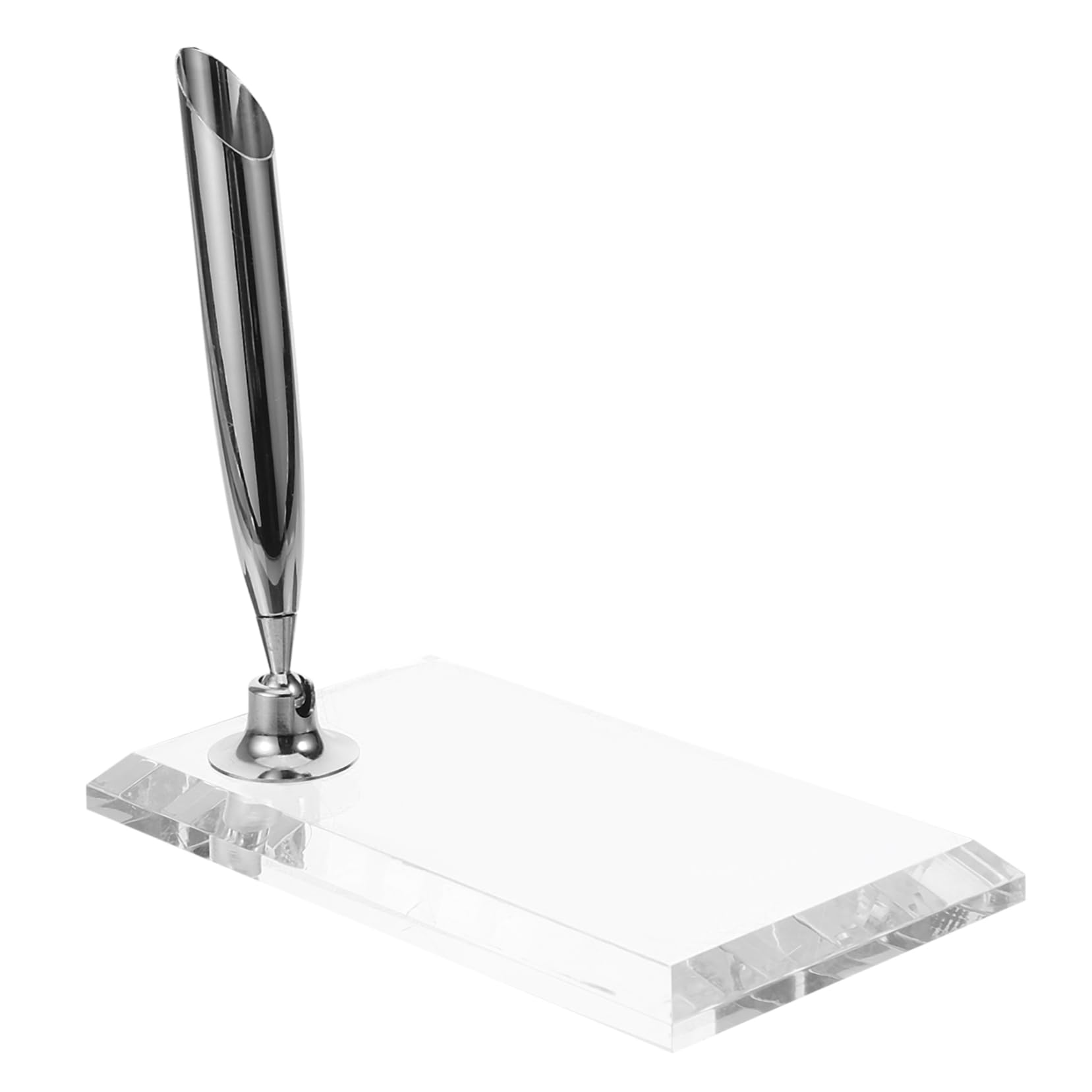VANZACK Acrylic Single Pen Stand Holder Stylish Desk Dip Pen Stand Plume Design Silver