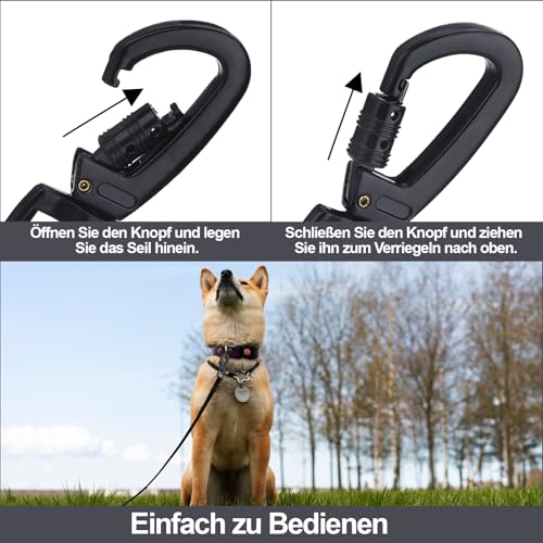 2 Stück Karabinerhaken mit Drehscharabin Hundeleine Karabiner Edelstahl Karabiner Schlüsselanhänger Bolzenkarabiner Scherenkarabiner Schwarz