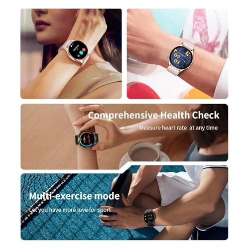 AIEK Smartwatch ze słuchawkami dla mężczyzn i kobiet, 1,43" AMOLED duży wyświetlacz, fitness zegarek sportowy do telefonów z systemem iOS Android, monitor snu, prezent dla pary (różowe złoto)
