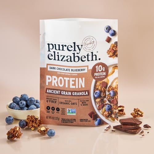 Image of Purely Elizabeth, Protein Granola, Dark Chocolate Blueberry, 8oz Bag