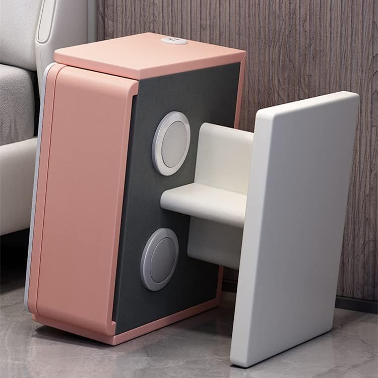 Creative Smart Bedside Table with Charging Style USB Bedroom Nightstands LED Light Side Cabinet (Color : Wit, Size : 3-Pack) (Wit Argento) image 4