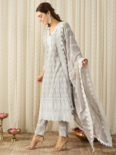 Image of INDO ERA Women Pure Cotton Kurta Set with Dupatta | Festive Suit Set, 10790