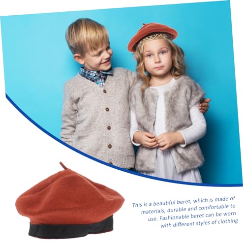 1Pc Lamb Wool Beret Hat Stylish Accessory for Boys Warm Lightweight for Everyday Wear Outdoor Activities Unique Fall Fashion Orange3
