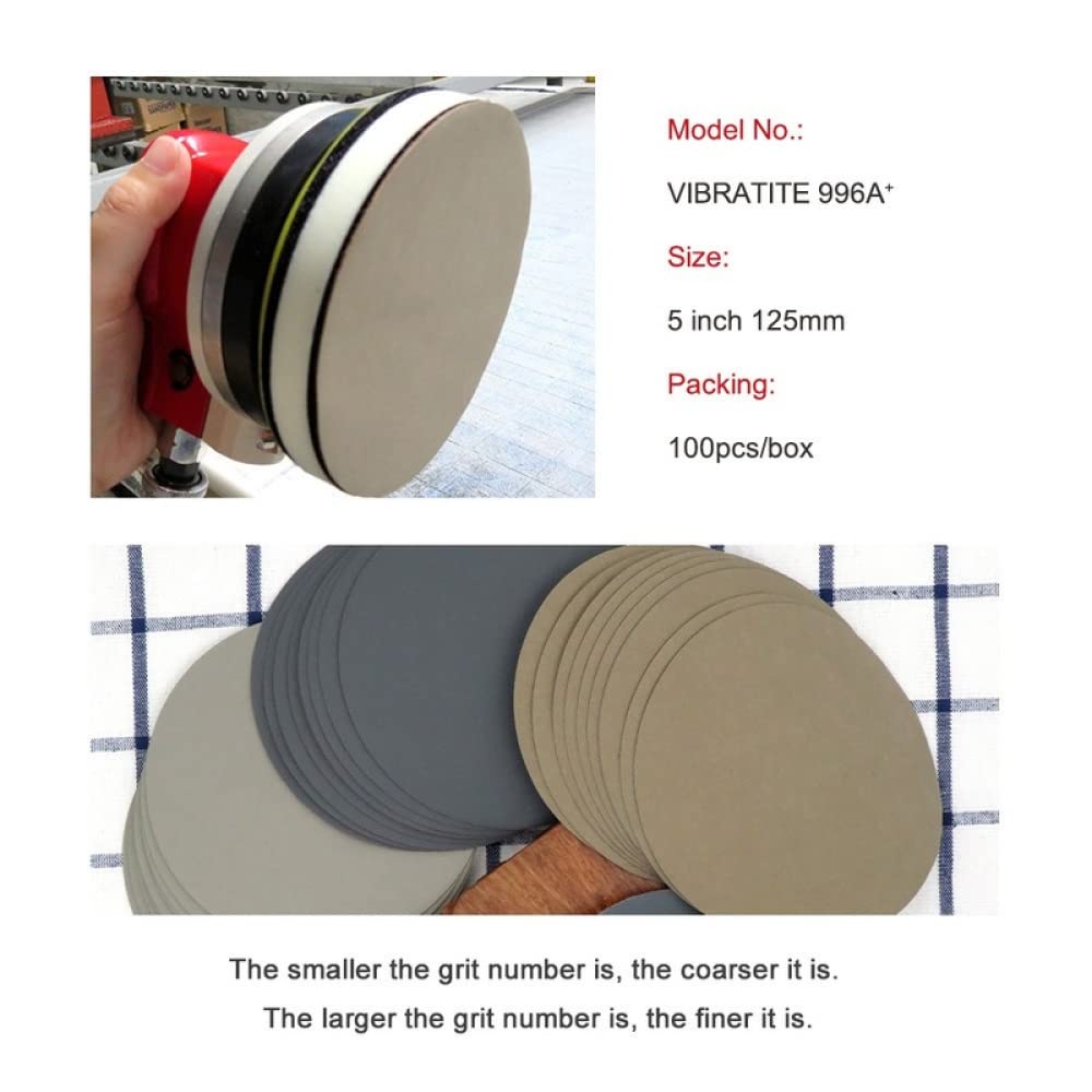 50PCS Papier abrasif sec et humide 5 pouces 125mm Papier abrasif 320-10000 Grit Assortiment Hook & Papier abrasif en boucle pour le polissage, 50PCS