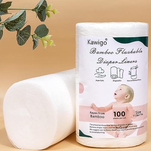 Diaper Liners Kawigo Cloth Diaper Liner for Baby Cloth Diaper Natural Soft Rayon Made from Bamboo 400 Sheets 11.8 x 7.1in Unscented Fragrance Free Chlorine Free