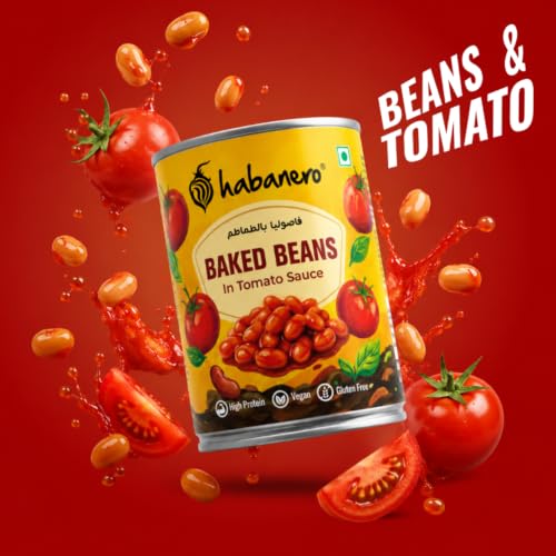 Image of Habanero Baked Beans in Tomato Sauce | Ready to Eat Baked Beans | High Protein & High Fibre | Breakfast Beans | 400g