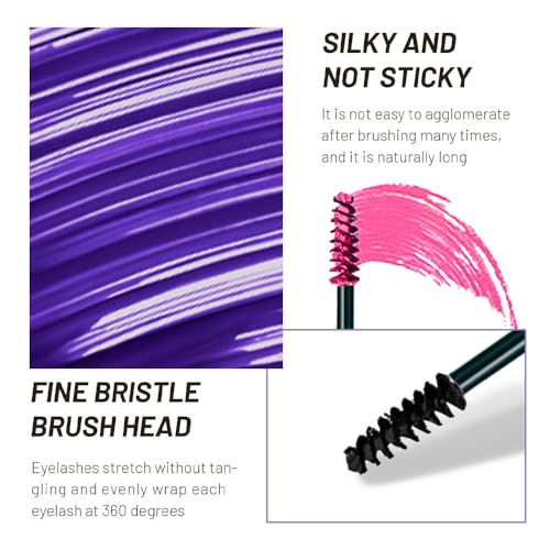 Image of Colored Mascara for Eyelashes, Voluminous Colorful Mascara Set, Pink Blue Purple White Brown Black Lash Pack - Lengthening, Defining, Curling, Multiplying Formula, Cruelty-Free & Waterproof