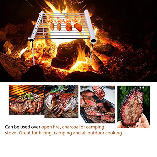 KKmoon Churrasqueira portátil de aço inoxidável Grelha compacta dobrável para churrasco Mini-bolso G