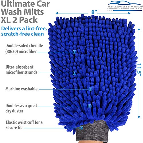 Relentless Drive Premium Car Wash Mitt (2Pack, XL) Car Wash Sponge
