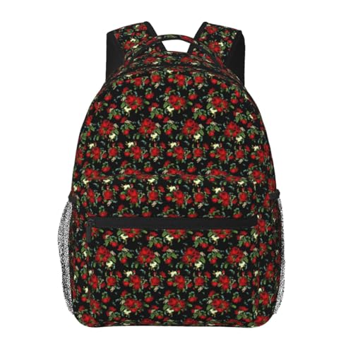 Mochila de rosas unisex para viaje diario trabajo ocio