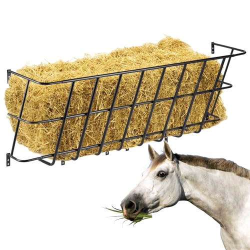 Svauoumu - Svauoumu Ratelier a Foin pour Chevre, Mangeoire à ChèVres SurdimensionnéE Porte-Foin Mural pour ChèVres, Mangeoire à BéTail Suspendue pour Moutons et Chevaux, Facile à Installer à la Ferme (Noir)