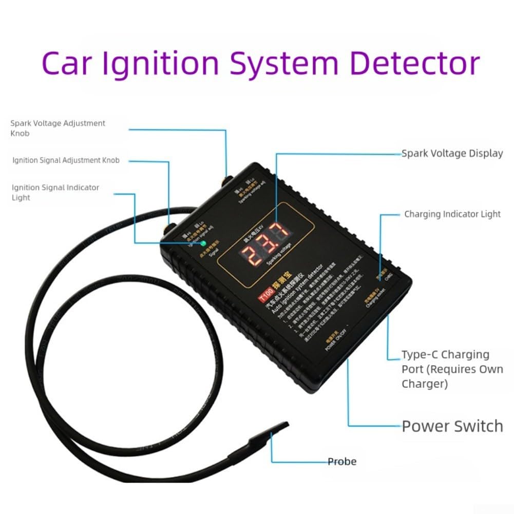 Zündungsprüfer für t100 Digital Zündzeitpunkt Licht für 4-Zylinder Motoren - Spannungsmesser Stift 0-50kV Kfz Diagnose