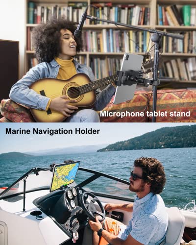 Aozcu Bike Tablet Mount, Motorcycle Bicycle Tablet Holder, Metal Clamp Anti Shake Handlebar Mount With 1/4'' Screw Tip For Ipad Pro 12.9/11/ Air/Mini, Galaxy Tabs, And Fits More Phone & Camera #TOP5