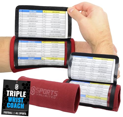 Image of Sports Unlimited Adult Triple Wrist Coach, Football Wristbands for Plays, Baseball Wristbands, QB Arm Bands