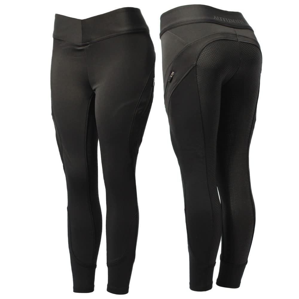 Equitazione Leggings/Collant Donna Matt Silicone Grip con Tasche Telefono Calzamaglia Premium Equestre Calzoni