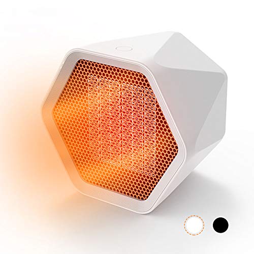 Victorem Calefactor Eléctrico Portátil - 1000W Calentador Cerámico de Interior Mini Estufa Bajo Consumo con 2 Niveles de Potencia & Protección Sobrecalentamiento para Casa, Oficina y Camper (Blanco)