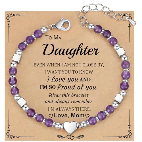 Christmas Gifts for Women, Stocking Stuffers for Teens Beaded Bracelets for Women Gifts for Mom Christmas Gift Mothers Day Gift for Grandma Daughter Bonus Mom Nature Stone Bead Bracelet Graduation Jewelry for Her 2026