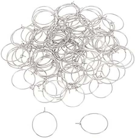 UNICRAFTALE 100pcs 20mm Ear Wine Glass Hypoallergenic Stainless Steel Hoop Earring 0.7mm Pin DIY Earring Wires Findings for Women Hoop Earrings Making 24x20x0.7mm