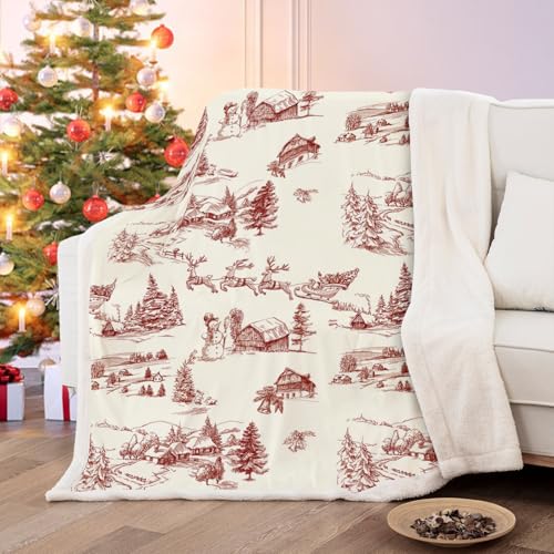 Guchuang Bedding Christmas Throw Blanket Red Fleece Blankets...