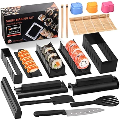 HURRY UP Sushi Maker, Sushi Set Zum Selber Machen 8 Formen, DIY Wiederverwendbar Sushi Maker Set Cover