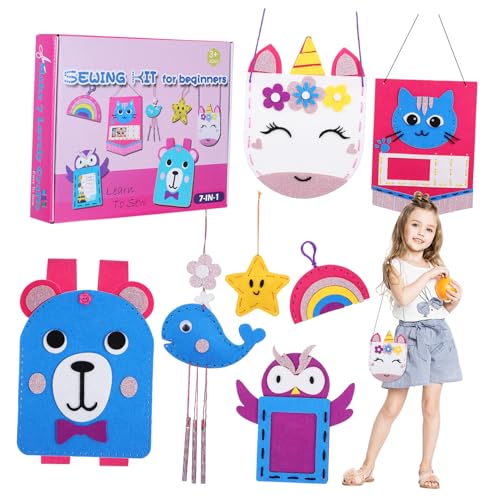 FOYTOKI DIY Felt Craft Kit for Boys and Girls Handmade Animal Pattern Soft Felt Sewing Kit Make Bag Unicorn Keychain Educational Craft
