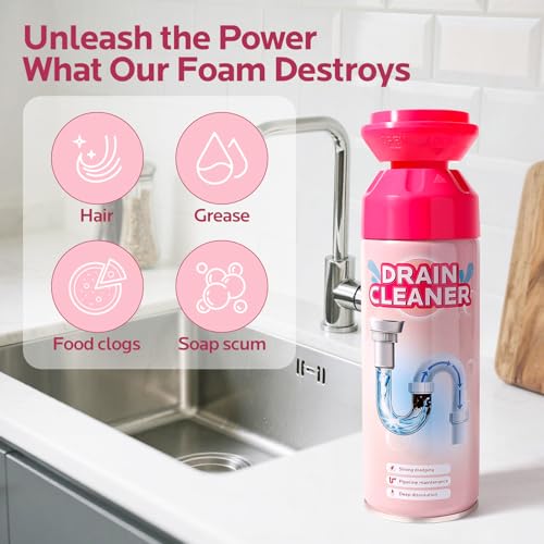 Foaming Drain Cleaner Clog Remover: Sink Cleaner Pipe Clogged Opener for Kitchen Bathroom Toilet Tubs and Showers (2 Pack) - Image 5
