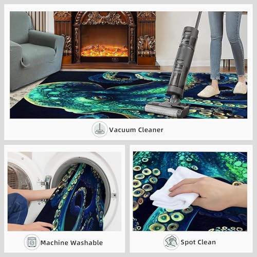 Tapete decorativo azul-verde tentáculos 4x5 pies miniatura 6