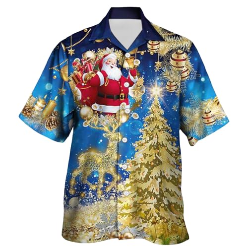 T-shirt homme Père Noël 3D boutonné fini les vêtements de fête inconfortables