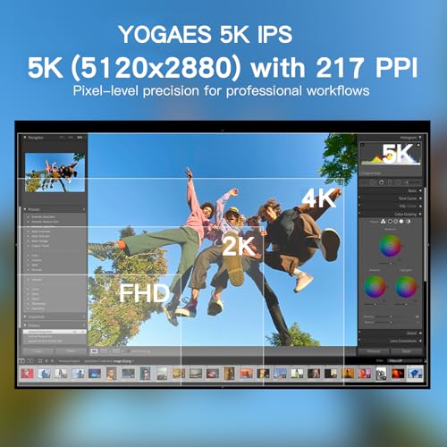 Image of 27-inch 5K Monitor with IPS Panel, 5K (5120 x 2880) All-Aluminum Alloy Body and Stand, sRGB 100%, 99% DCI-P3, NTSC 99%, USB-C (Type-C), Height-Adjustable,VESA100*100