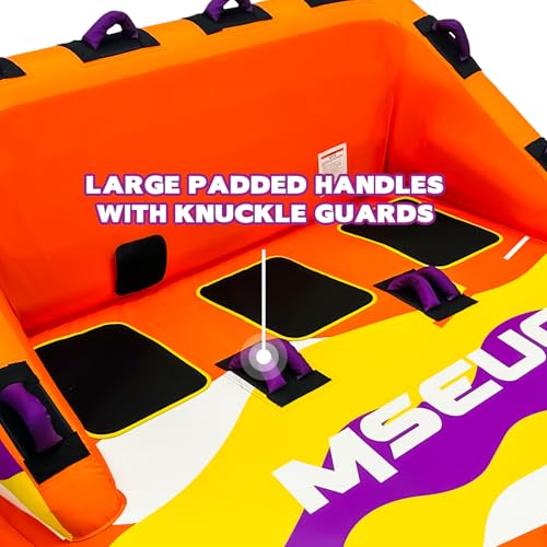 Image of Inflatable Water Towable Tube for Boats Heavy-Duty 1-3 Rider Tow Tube with Reinforced Handles, Quick-Connect Tow Rope, Rapid Air Valve