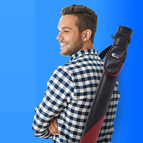 Gse Billiard Cue Cases, 1X1 Deluxe Hard Billiard Pool Cue Stick Carrying Case (Several Colors Available, Black/Burgundy) #TOP6