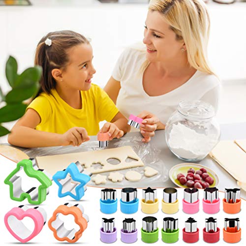 Cookie Cutters Set Of 36 With Silicone Baking Cups, Sandwiches Vegetable Fruit Cutters Set For Kids, With Flower, House, Star, Heart, Shapes-Food Grade Stainless Steel Mini Cookie Cutters For Party #TOP6