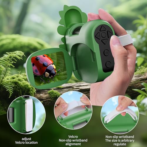 Image of 1600X Handheld Microscope for Kids 2 inch IPS Screen Kit Mini Pocket Digital Microscopes STEM Science with Slides Photo Video Rechargeable Portable Scope Gift for Ages 6-12 (Green)