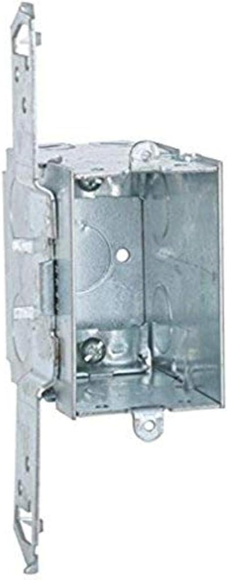 Hubbell-Raco 605 3-1/2-Inch Deep, Gangable NMSC Clamps Wood/Metal Stud Bracket 3-Inch by 2-Inch Switch Box Gray