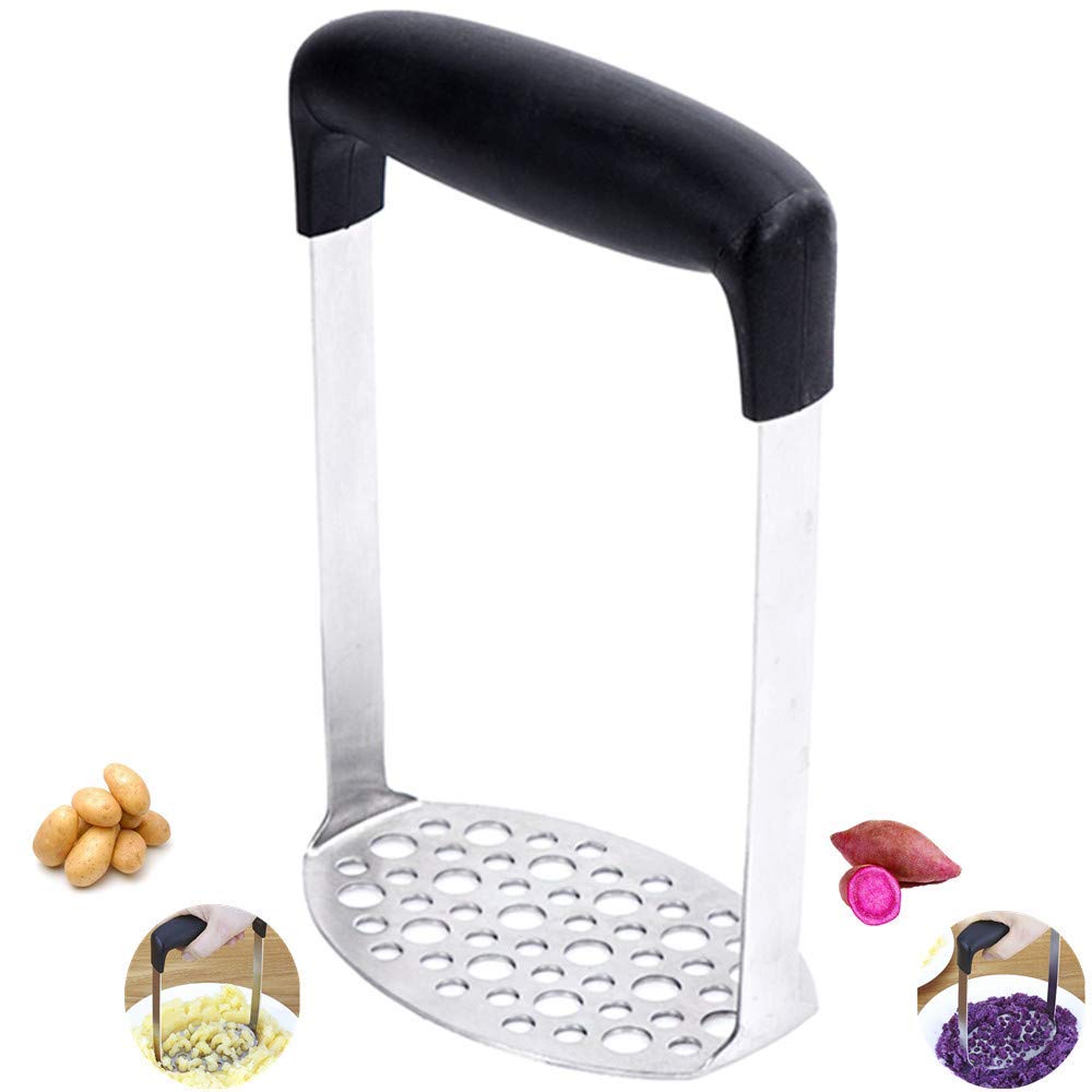 Quality Stainless Steel Potato Masher with our Wide and Ergonomic Horizontal Handle – Great for making Super Smooth Mashed Potatoes, Vegetables and Fruits