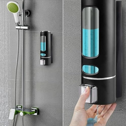 Image of Combo Pack Wall-Mounted Soap Dispenser for Bathroom, Wash Basin, Liquid Sanitizer & Shower Gel | 400ml Capsule Design, Black and Gold ABS Plastic | Pack of 2 | Durable & Easy Refill