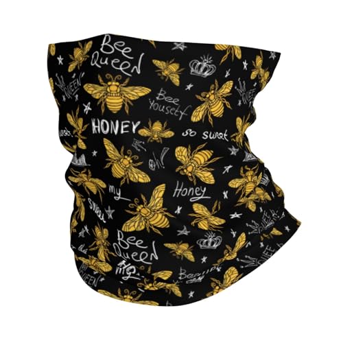 TZTTZT Hohey Bee - Polainas de cuello bordadas doradas para hombres y mujeres, bufanda para la cabeza, máscara facial, pasamontañas
