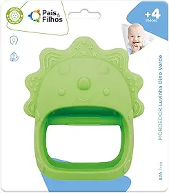 Mordedor Luva Dino em Silicone Verde – Anti Queda para Bebê | +4 Meses