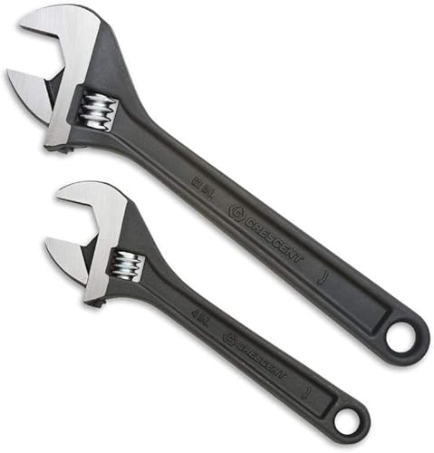 Crescent Llave de óxido negro ajustable de 4 pulgadas - Cardada - AT24VS y Crescent Llave de óxido negro ajustable de 12 pulgadas - Cardada - AT212VS