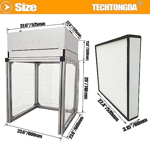 Techtongda 110V Vertical Laminar Flow Hood Air Flow Clean Bench Dust Free Work 23.6" X 23.6"X 29" With Hepa Filter For Phone Lcd Repair Workshop Laboratory Using Single Use #TOP1