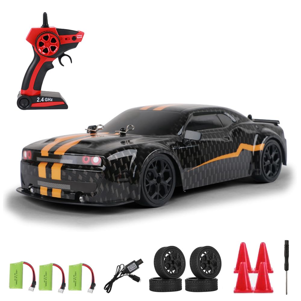 Dodoore Remote Control Cars 30km/h RC Drift Car 1/14 High Speed Racing Car 2.4GHz 4WD 60Min Fun Time Cool Light Replaceable Tires USB Rechargeable Fast RC Car Gifts Toy for Teens Adults