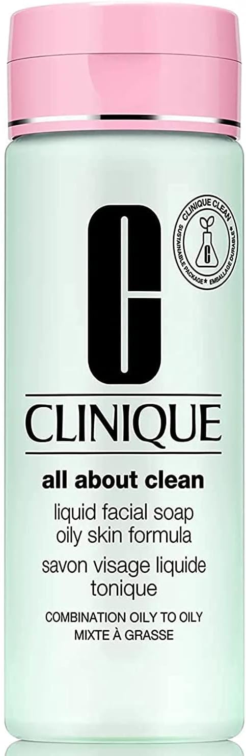 Clinique Liquid Facial Soap | Combination-Oily to Oily Skin Formula | Dermatologist-Developed to Protect Natural Moisture Balance | Free of Parabens, Phthalates, and Fragrance | 6.7 fl oz