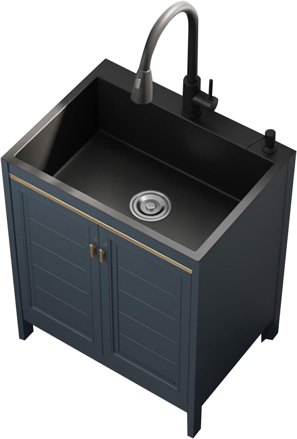 Freestanding Utility Sink Outdoor Stainless Steel Kitchen Sink Laundry Sink with Cabinet with Faucet Commercial Sink for Outdoor Garage Commercial Restaurant Laundry Room,60x45cm/23.6x17.7in